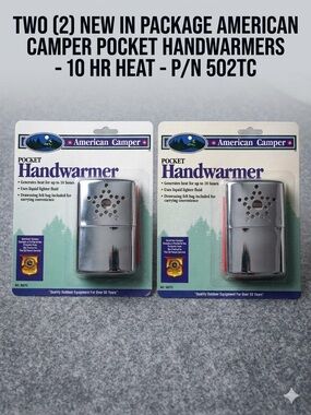 Lot of 2 Vintage American Camper Pocket Handwarmer Chrome Liquid Fuel New NOS